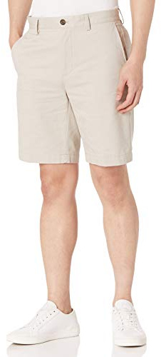 Amazon Essentials Pantalones Cortos Chinos de Corte Ajustado de 23cm Hombre, Piedra, 32W