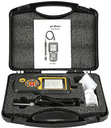 Digitaler pH-Meter, Wasserqualität Tester mit Temperaturmessung, LCD-Display, 0-14 pH Messbereich, für Haushalt, Trinkwasser, Labor