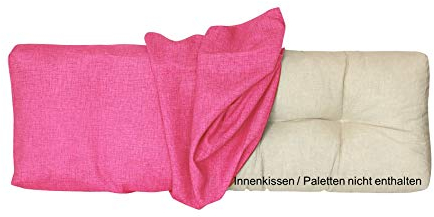 LILENO HOME Palettenkissen Bezug Pink - Ersatzbezug für Rückenkissen 120 x 40 x 16-20 cm - Polster Bezug für Europaletten - Palettenkissen Outdoor Hülle für Palettenmöbel