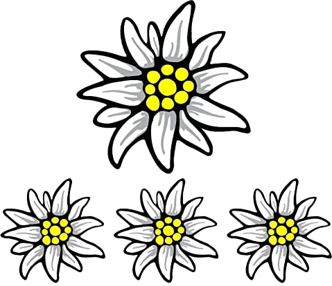 Generisch 4 Stück Aufkleber | Alpen Edelweiss Bayern | Autoaufkleber | Made IN Germany