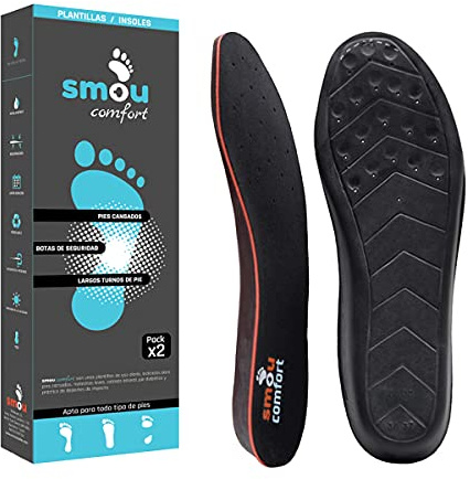 Semelles confort pour chaussures – SMOU Comfort – Gel amortissant et mousse à mémoire de forme – Toucher doux, anti-odeurs – Pour hommes et femmes, usage quotidie | 46-47 EU