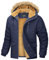 MAGCOMSEN Herren Fleece Parka Gefüttert Outdoor Winterjacke Winddicht Freizeitjacke Warme Daunenjacke Männer Fahrrad Arbeitsjacke Dick Wandern Mantel mit Abnehmbar Kapuze Dunkelblau XXL