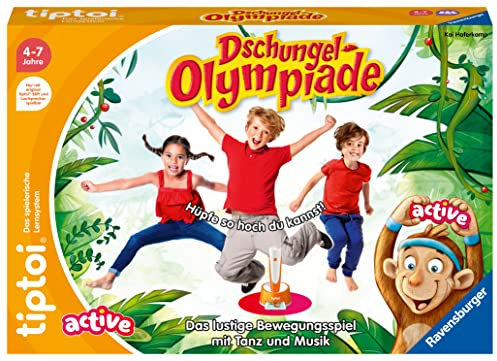 Ravensburger tiptoi® Active Spiel 00129, Dschungel-Olympiade, Bewegungsspiel ab 4 Jahre für 1-6 Spieler