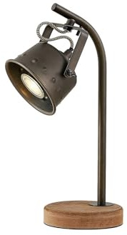 Lindby Tischlampe Rubinjo (Retro, Vintage Antik) aus Metall (1 flammig GU10) - Holz Tischleuchte Schreibtischlampe Nachttischlampe Wohnzimmerleuchte