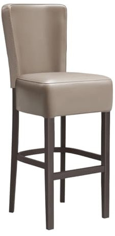 GGMMÖBEL 2-er Set Luca Full | Gastro Barhocker | Leder | Taupe | mit Lehne | Gestell: Holz/Wenge | Sitzhöhe: 79cm