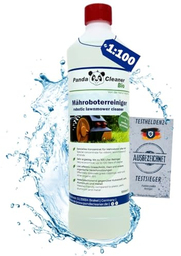 PandaCleaner BIO Rasenmäher Roboter Reinigungsmittel - 1L Hochkonzentrat 1:100 - Rasenmäher Roboter Zubehör für Bosch, Einhell, Gardena, Husqvarna, Stihl, Wolf-Garten, Worx, Robomow uvw.