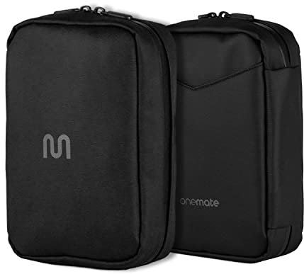 onemate wasserdichte Kabeltasche für Akkus, Kabel, Netzteile etc. – Kabeltasche Organizer für Elektronikartikel aus recyceltem Material – Hochwertiger tech Organizer in schwarz - 22x16x6cm