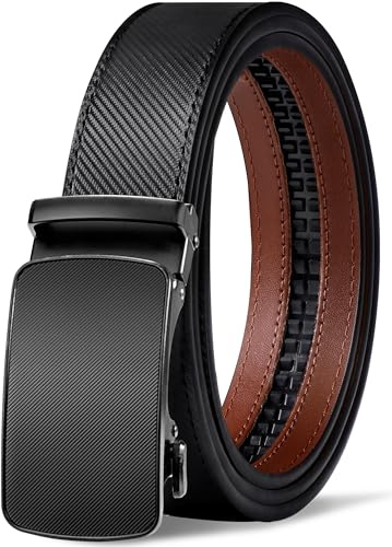GSG SINCE 1998 Men's Ratchet Leather Dress Belt - 35cm Wide Adjustable Automatic Buckle for Dress, Jeans, Suits & Every Occasion