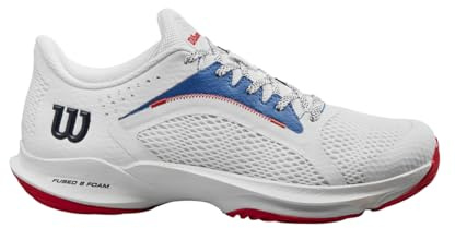 Wilson Hurakn 2.0 Women's Padel Shoe - White/Deja Vu Blue/Wilson Red, Size 7.5 US