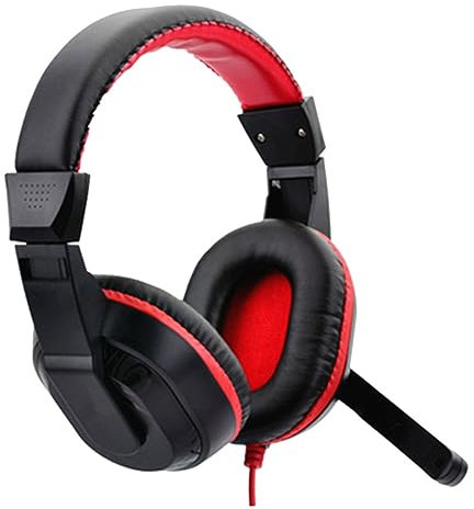 OSALADI Casque de jeu réglable avec microphone antibruit pour PC et ordinateur portable Casque stéréo avec rembourrage et contrôle facile du volume Rouge