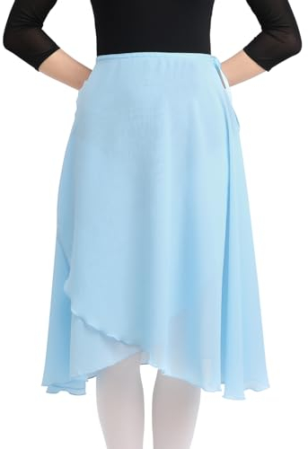 Bezioner Wickelrock Damen Lang Tanzrock Damen Ballettrock aus Chiffon Mit Verstellbares Taillenband für Erwachsene Frauen Blau