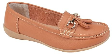 Jo & Joe Women Leather Flat Loafer Ladies Casual Comfy Slider Low Wedge Heel Work Shoes Sunset Size 6
