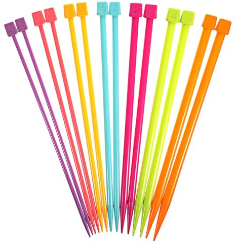 14 PCS Knitting Needles, 4 Mm-10 Mm Colorful Single Point Knitting Needle, Plastic Knitting Needles Set for Beginners Making Sweater, Scarf