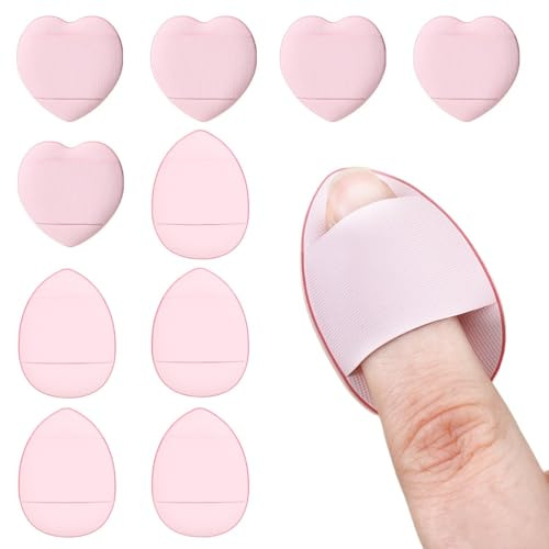 NJCXOLA 10 st mini fingerpuff, för foundation, concealer, mjukt pulversvampar, vått och torrt sminkverktyg
