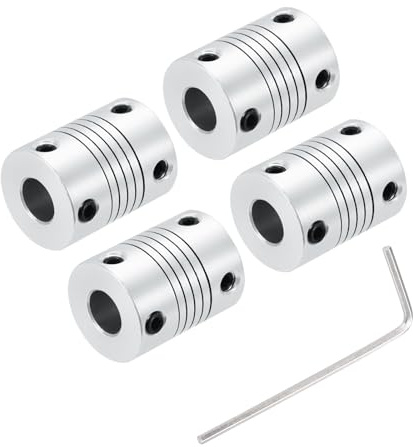 QUARKZMAN 4Pezzi Accoppiamento Albero in Lega di Alluminio da 6mm a 8mm L25xD19 Accoppiatore Flessibile Giunto Motore Passo-Passo Connettore per Stampante 3D Macchina CNC, Argento