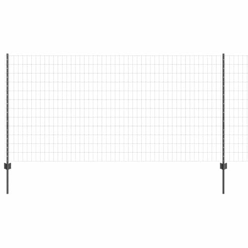 vidaXL Euro Staket med Stöd 25 x 1,2 m PVC-belagda stål Grå Mesh
