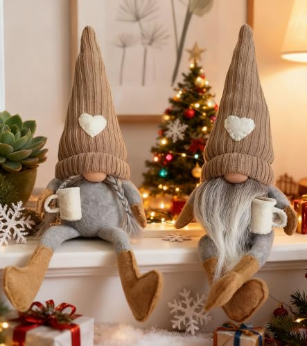 2 pezzi di gnomi del caffè in peluche, gnomi decorativi del caffè, gnomi svedesi in peluche fatti a mano, gnomi portafortuna, regali per gli amanti del caffè per la cucina del caffè, ufficio domestico