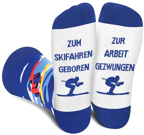 Lustige Sportsocken Herren Papa Jungen - Sport Bunte Männer Witzige Coole Bedrucken Verrückte Muster Socken Mit Motiv Funny Socks - Ski Geburtstag Weihnachten Geschenke Ideen für Skifahrer Sportler