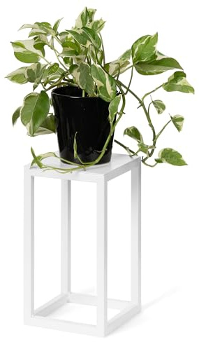 LAMO Manufaktur Portafiori in metallo bianco 28 cm | Porta vasi da interno design moderno da soggiorno, camera da letto | Piccolo supporto per piante nuziali, tavolino per sculture e decorazioni casa