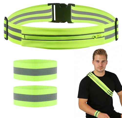 Juego de 3 cinturones reflectantes, reflectores para bicicleta, bandas reflectantes, bandas reflectantes, reflectores de alta visibilidad para ciclismo, senderismo, correr, senderismo, adultos