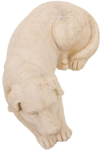 ARTSEWPLY Estatua Conmemorativa para Mascotas en Resina, Piedra Memorial para Perro Tamaño Mediano, Color Beige Crema, Adorno para Jardín y Tumbas, Lápida para Mascotas al Aire Libre