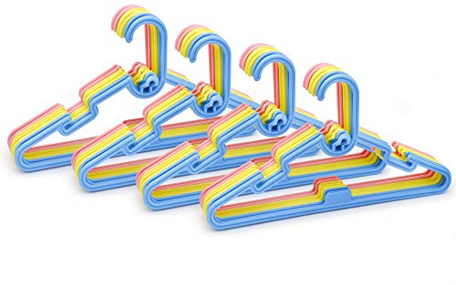 ZYBUX - 40 Pack Multi Coloured Kids Coat Hangers Lightweight with Stackable Kids Hangers Space Saving Wardrobe Organizer 28cm x 14.5cm