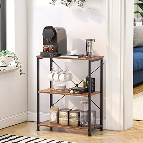 soges Küchenregal Bäckerregale mit 2 Ablage, Mikrowellenofenregal Beistelltisch mit Regalen, Sofatisch, Tisch für Küchen, Wohnzimmer, Flur, Eingangsbereich, 60 x 30 cm