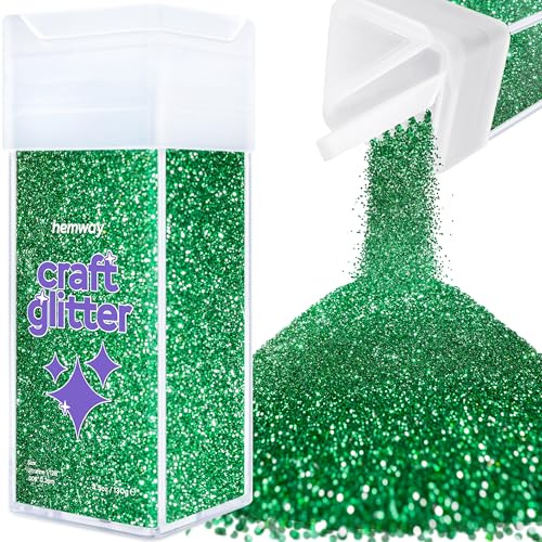 Hemway Craft Glitter Shaker Emerald Green 130g Ultrafine | for Resin & Epoxy Crafts, Christmas Art Supplies, Nail, Body, Face, Eye, Festival, Crafting, Slime, Sparkle