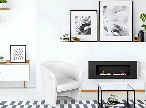 Dmora - Fauteuil Abrera, Fauteuil de salon, Siège rembourré, Chaise avec accoudoirs en simili cuir, 64x63h76 cm, Blanc