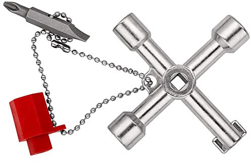 LONSVTTU Llave de Utilidad Multifuncional 4-Puntas, Llaves Universales,Llave Contador Agua Universal Llave Armario Eléctrico para Ascensores, Contadores de Agua, Armarios Eléctricos, Válvulas