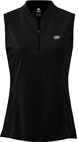 MoFiz Top Femme sans Manches Débardeur Sport T Shirt Respirant avec Fermeture éclair Noir S