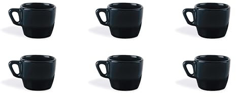 Excelsa Eclipse Set 6 Tazzine da Caffè Nere, Ceramica Stoneware, Capacità 70 Ml.
