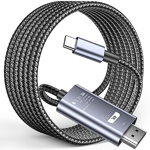 USB C auf HDMI Kabel 4K@60Hz 2M Geflochtener USB Typ C zu HDMI Adapter für Heimbüro Thunderbolt 4/3 Kompatibel mit MacBook Pro 2021/2020, MacBook Air,iPad Pro 2021, Surface Book 2,Galaxy S23 S2