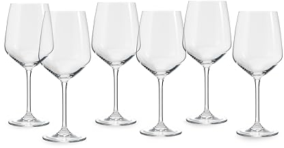 ECHTWERK Verres à vin rouge, set de 6, 627 ml - Verres à vin, calices à vin, verres en cristal de forme bulbeuse, grande ouverture et pieds allongés, lavables au lave-vaisselle, 23,3 x 9,8 cm