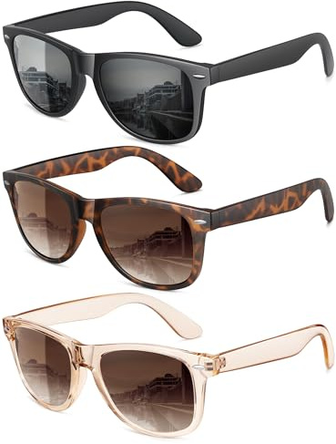 MEETSUN Polarized Sunglasses for Women Men Classic Retro Sun Glasses for Driving UV400 (3 Pack) Black Tortoise Brown