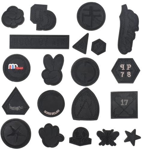 20 Piezas Patch Sticker para Planchar o Coser en Ropa, Parches Bordados Negros, Insignia Emblema de Insignia de Bordado, Parche Termoadhesivo, Parche de Hierro en Patches para Mochila, Gorras, Ropa