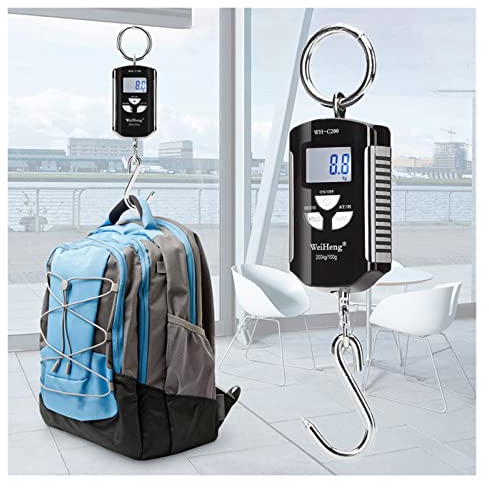 Balance Suspendue Balance de Grue Industrielle 200kg / 100g Balance à Crochet Portable Balance de pesée électronique kg, LB, Jin Unité Balance à Crochet Suspendue Robuste(Zwart)