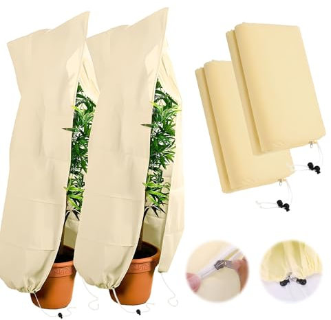 PRZRAO 2 Stück Winterschutz für Pflanzen Groß 120 x 180 cm Pflanzenschutz Winter Atmungsaktiv Wiederverwendbar Pflanzen Frostschutz mit Reißverschluss für Baum Palmen Balkonpflanzen Zelt