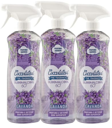 COCCOLATEVI Bloomalcool 60° 750 ml, Detergente Multiuso Profumato, Deterge e Profuma, Ideale per Cucina, Bagno e Superfici Dure, Senza Risciacquo (750 ml (confezione da 3), Lavanda)