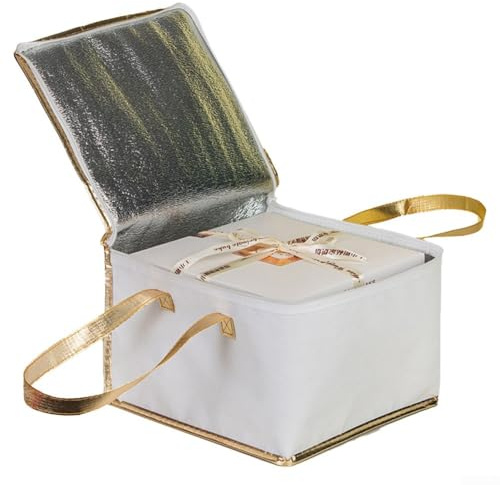 Getdoublerich Borsa termica per torte con design facile da maneggiare, adatta per picnic e feste, Come da immagine, Bianco