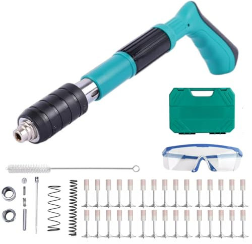 Pistola Sparachiodi ad Aria Compressa Professionale, Chiodatrice Spara Chiodi con 30 Chiodi Tondi, Ideale per Cemento, Ferro e Calcestruzzo, Chiodatrice Decorativa per Pareti e Lavori di Rivettatura