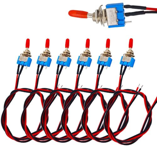 Senvenelec 6 mini interruttori a levetta da 30 cm, interruttore a 2 poli, 3 V, 5 V, 12 V, 220 V, 240 V, adatto per auto, camion, navi e pannelli strumentali.