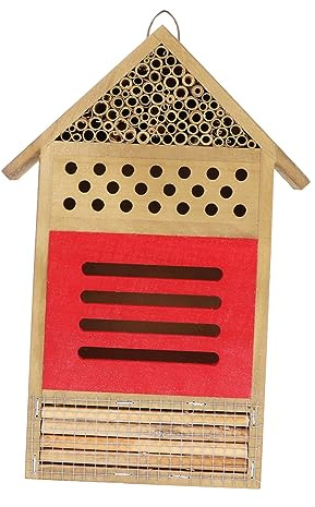 FUNOMOCYA Casa de Abejas de Madera Hotel para Insectos Seguro y Ecológico para Jardín Refugio para Colmena y Hábitat Natural para Abejas y Otros Insectos