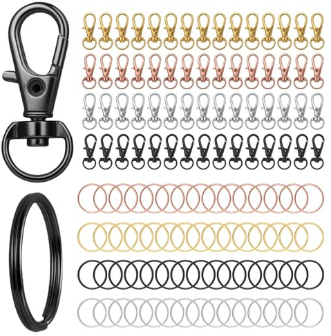 nyckelringar och snabbkopplingskrokar Nyckelring med karbinhake för DIY-smyckestillverkning (120, 4 Color) | Karbinhake nyckelring för pyssel, nyckelringar, gör-det-själv smycken tillbehör, 4 färger (guld svart silver roséguld)