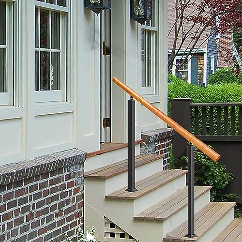 Barandilla de seguridad ajustable de madera para exteriores de 1 a 3 peldaños con kit de instalación para hormigón/madera/ladrillo, elegante protector de escalera para mayor seguridad y apoyo