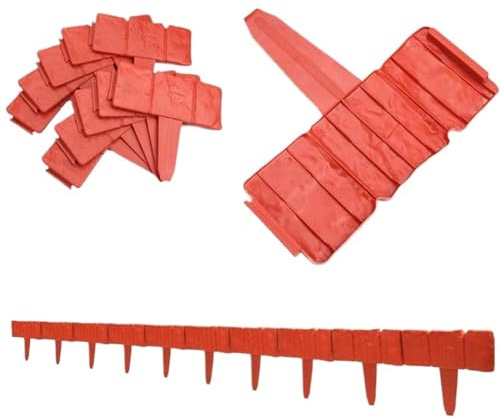 Trädgårdskant， Staket Kullerstenskant Plast Växtdekorationer Blomrabatt Utomhuslandskap(Brick Red)
