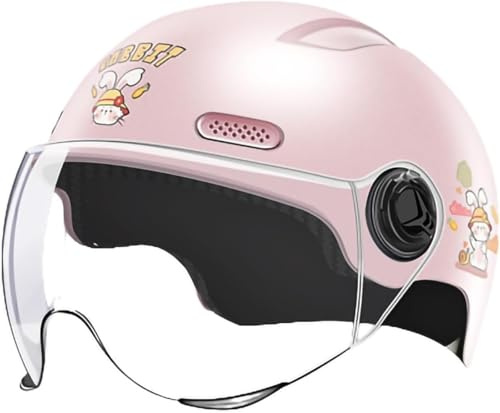 Casco Da Moto Per Bambini,Casco Da Scooter,Casco Jet Con Visiera Parasole,Casco Da Scooter Per Bambine, Casco Da Ciclomotore Per Bambini, Borsa A Sgancio Rapido,Per Età 5-12 Anni 2,48~55cm