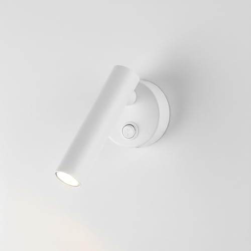 maolo Applique LED da Lettura 2W Orientabile 350° con Interruttore Integrato – Luce Naturale 4000K, Braccio Regolabile 90°, Lampada da Parete Moderna per Camera da Letto, Hotel, Studio (BIanco)