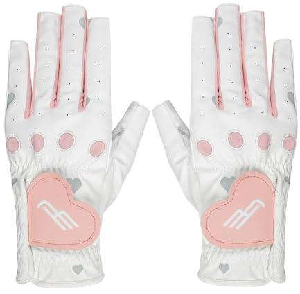 BEALIFE Guanti da golf senza dita regolabili in pelle PU per donna, eleganti e comodi, traspiranti. I guanti senza dita con fori multipli rendono questi più traspiranti, Rosa, Digitare 21