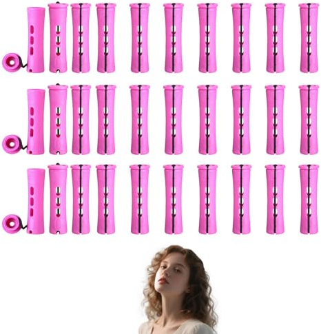 30 Pieces Large Size Hair Curlers Rollers,0.75 * 3.23 Inch Hair Rollers,Styling Tool with Elastic Rubber Bands,Perm Rods Perm Kit,with Non Slip Plastic for Natural Hair Long Short Hair Styling Tool.